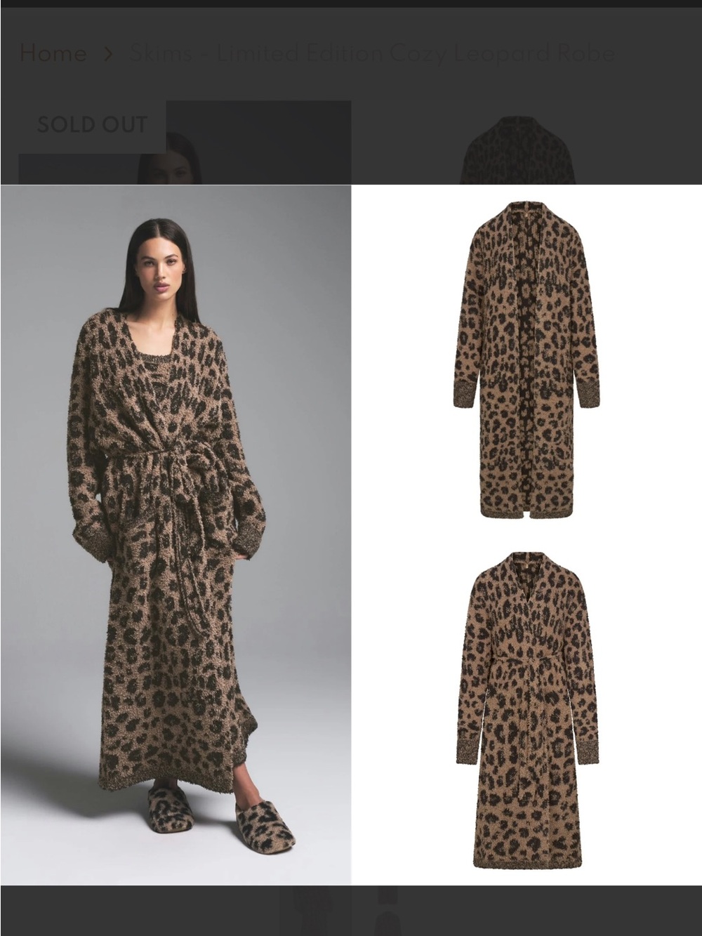 SKIMS Cozy Leopard Print Long Robe — Brown & Black